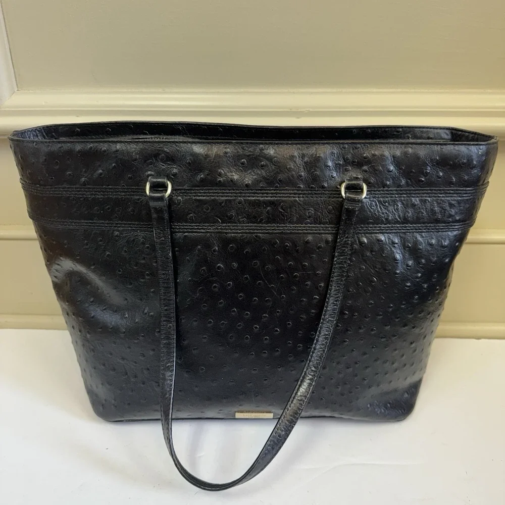 Kate Spade NY Harmony Valencia Road Black Ostrich Embossed Leather Tote Work Bag